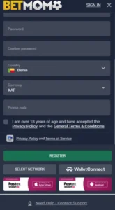 betmomo registration step 2