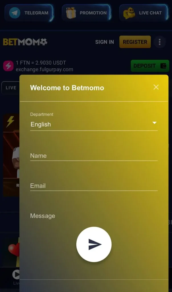 customer support betmomo app live chat