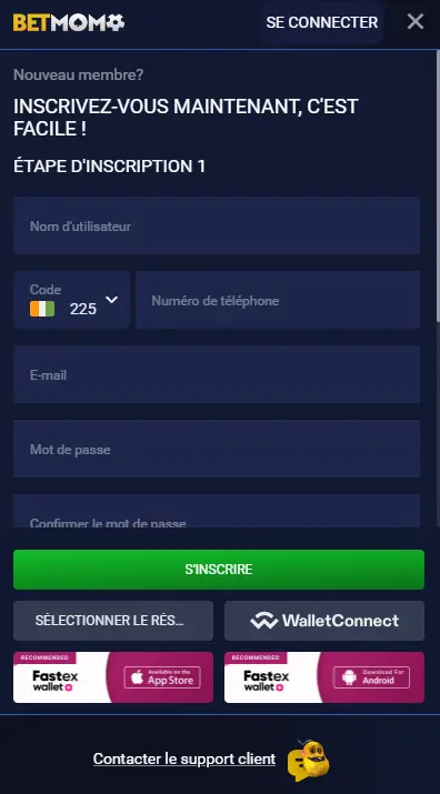 inscription betmomo app