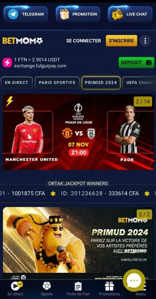 paris sportifs avec betmomo apk