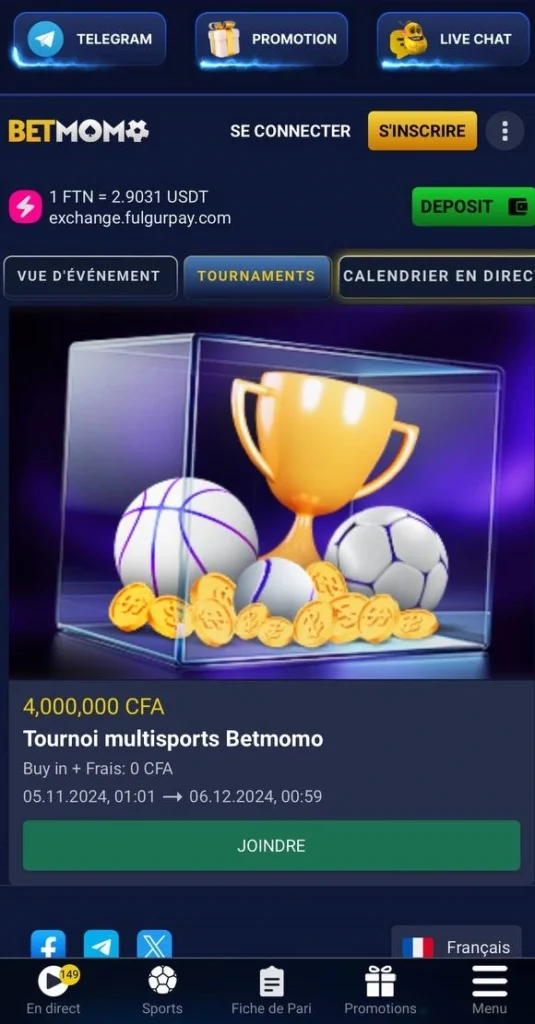 tournaments betmomo app